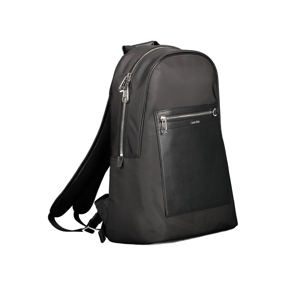 Black Polyester Men Backpack