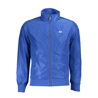 Blue Polyester Men Jacket