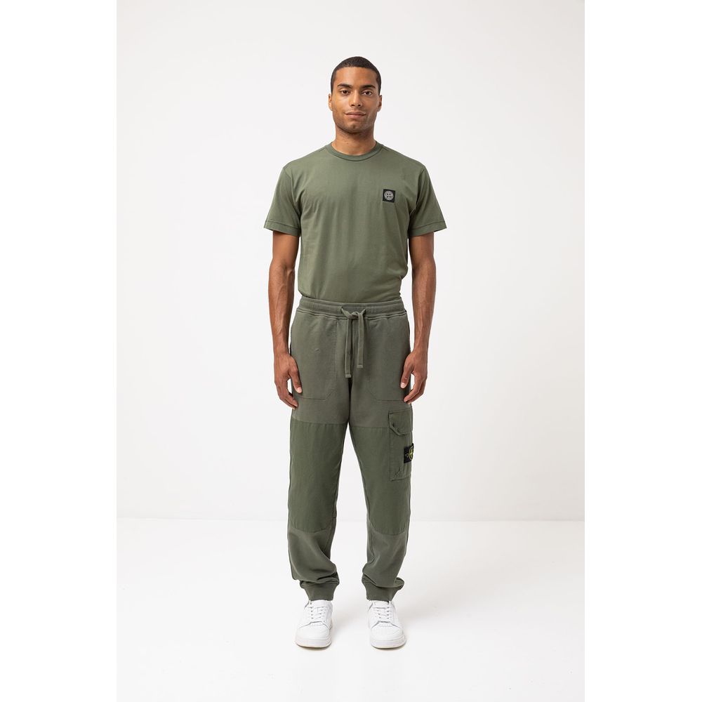 Green Cotton Men Tracksuit Trouser