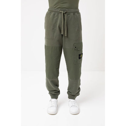 Green Cotton Men Tracksuit Trouser