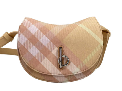 Mini Check Rocking Horse Crossbody Bag Purse Peach