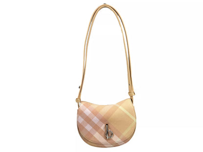 Mini Check Rocking Horse Crossbody Bag Purse Peach