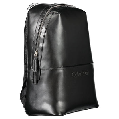 Black Polyester Men Backpack