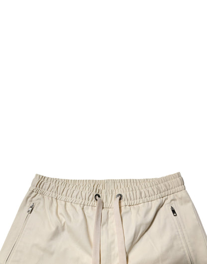 Off White Cotton Stretch Men Bermuda Shorts