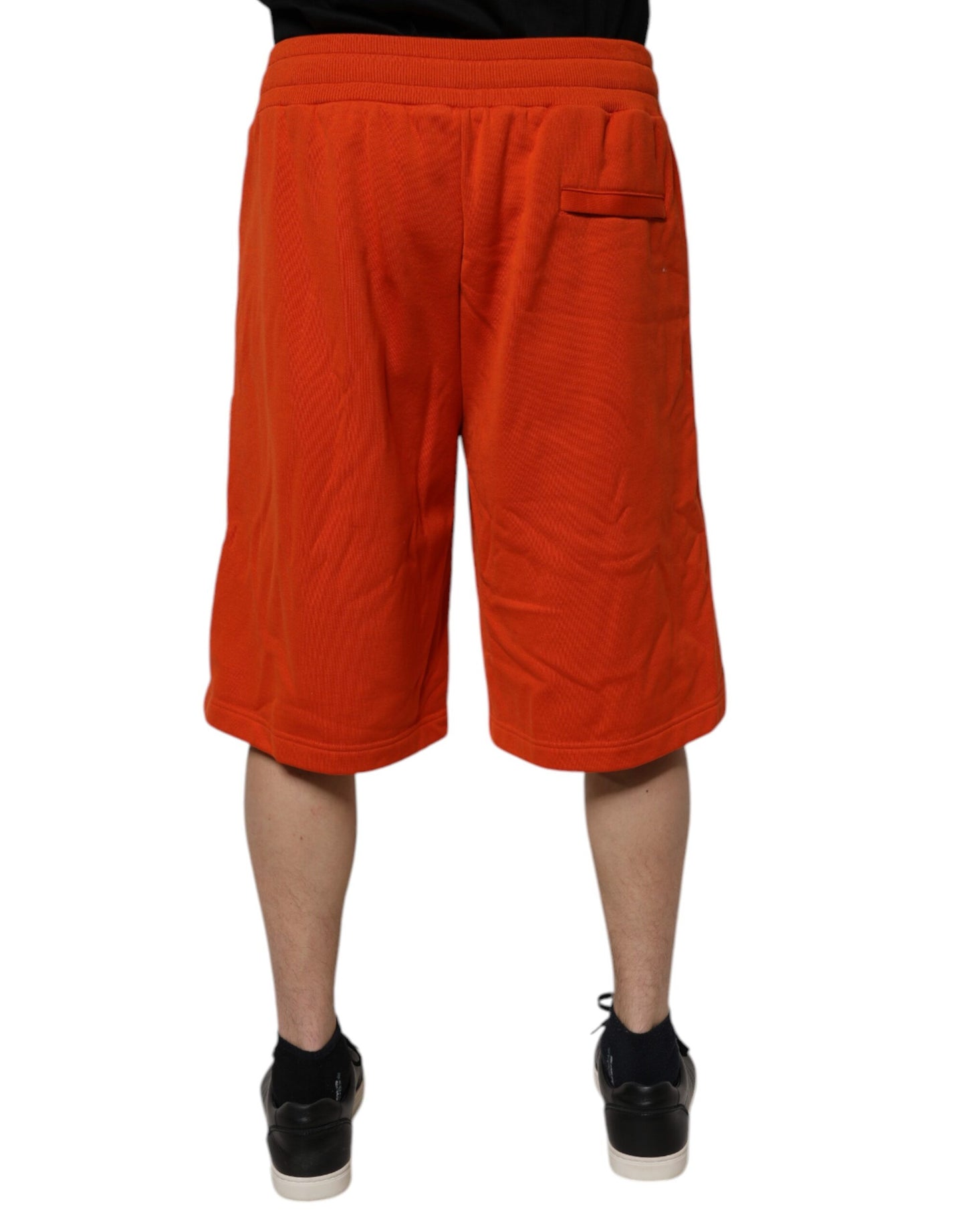 Red Cotton Blend Mid Waist Men Bermuda Shorts