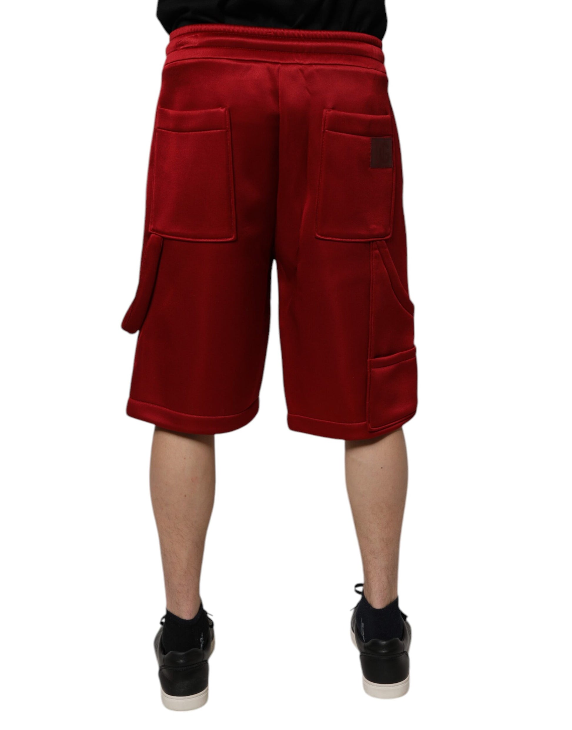 Maroon Viscose Nylon Mid Waist Bermuda Shorts