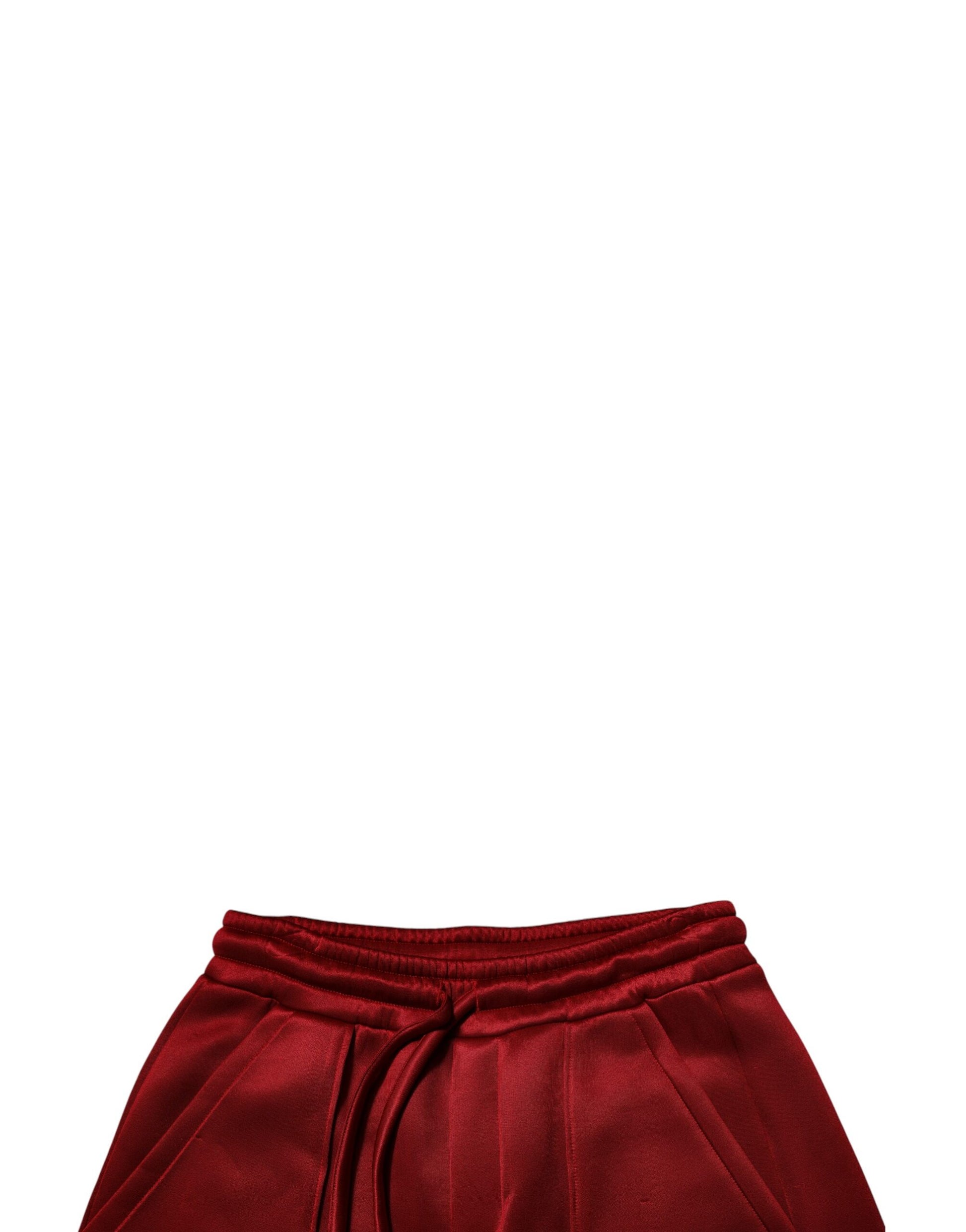 Maroon Viscose Nylon Mid Waist Bermuda Shorts