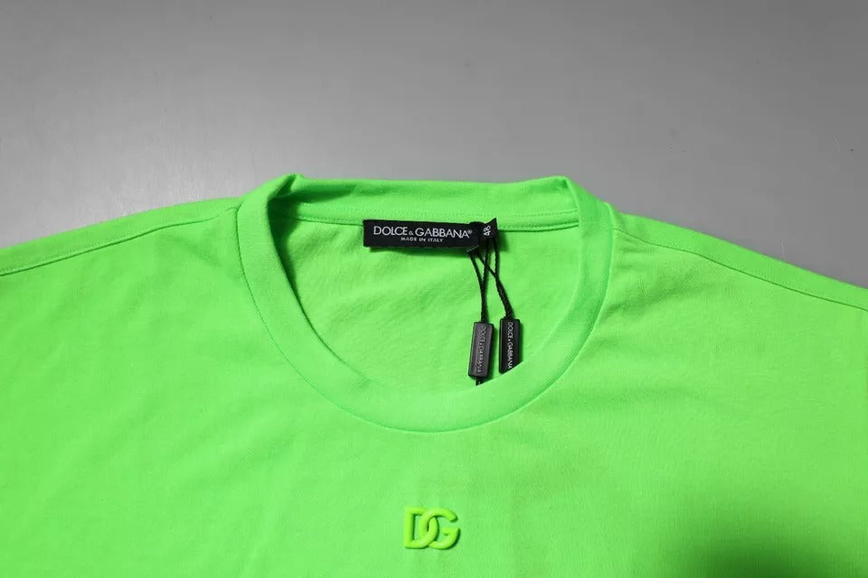 Green Logo Polyester Crew Neck T-shirt