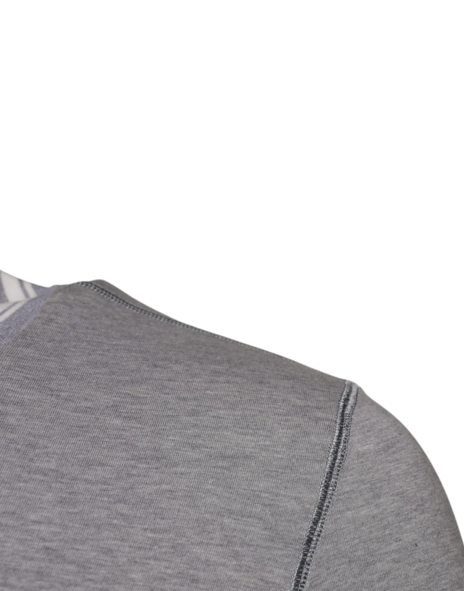 Gray Logo Print Cotton Crew Neck T-shirt