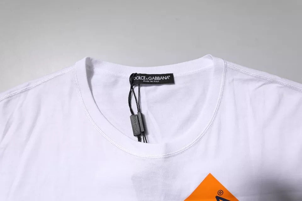 White Logo Tape Cotton Crew Neck T-shirt