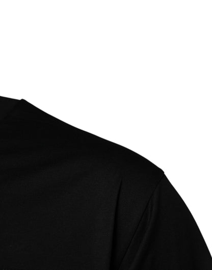 Black Logo Patch Cotton Crew Neck T-shirt