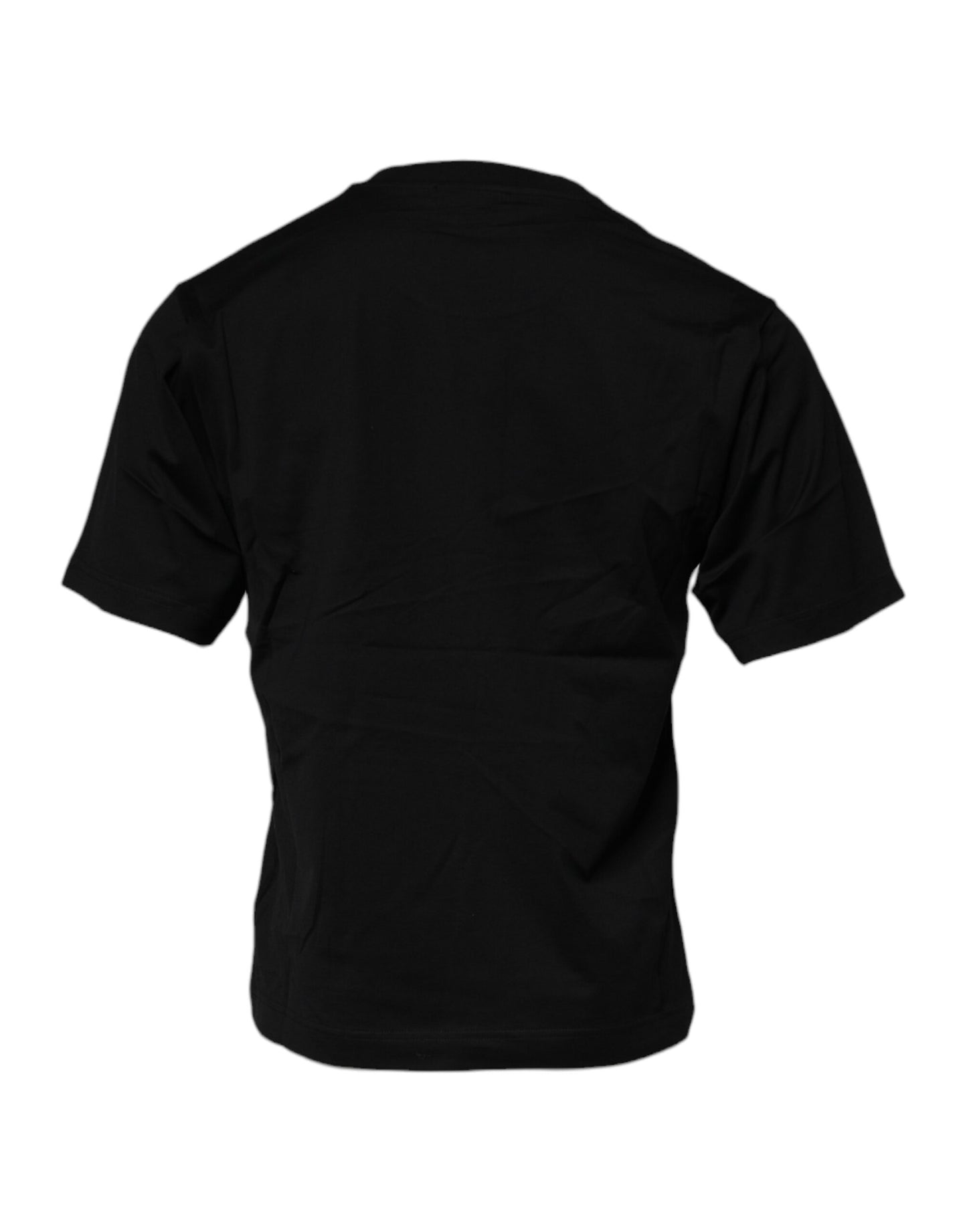 Black Logo Patch Cotton Crew Neck T-shirt