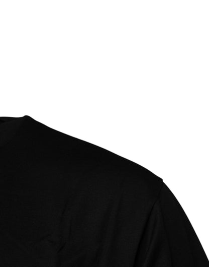 Black Logo Patch Cotton Crew Neck T-shirt