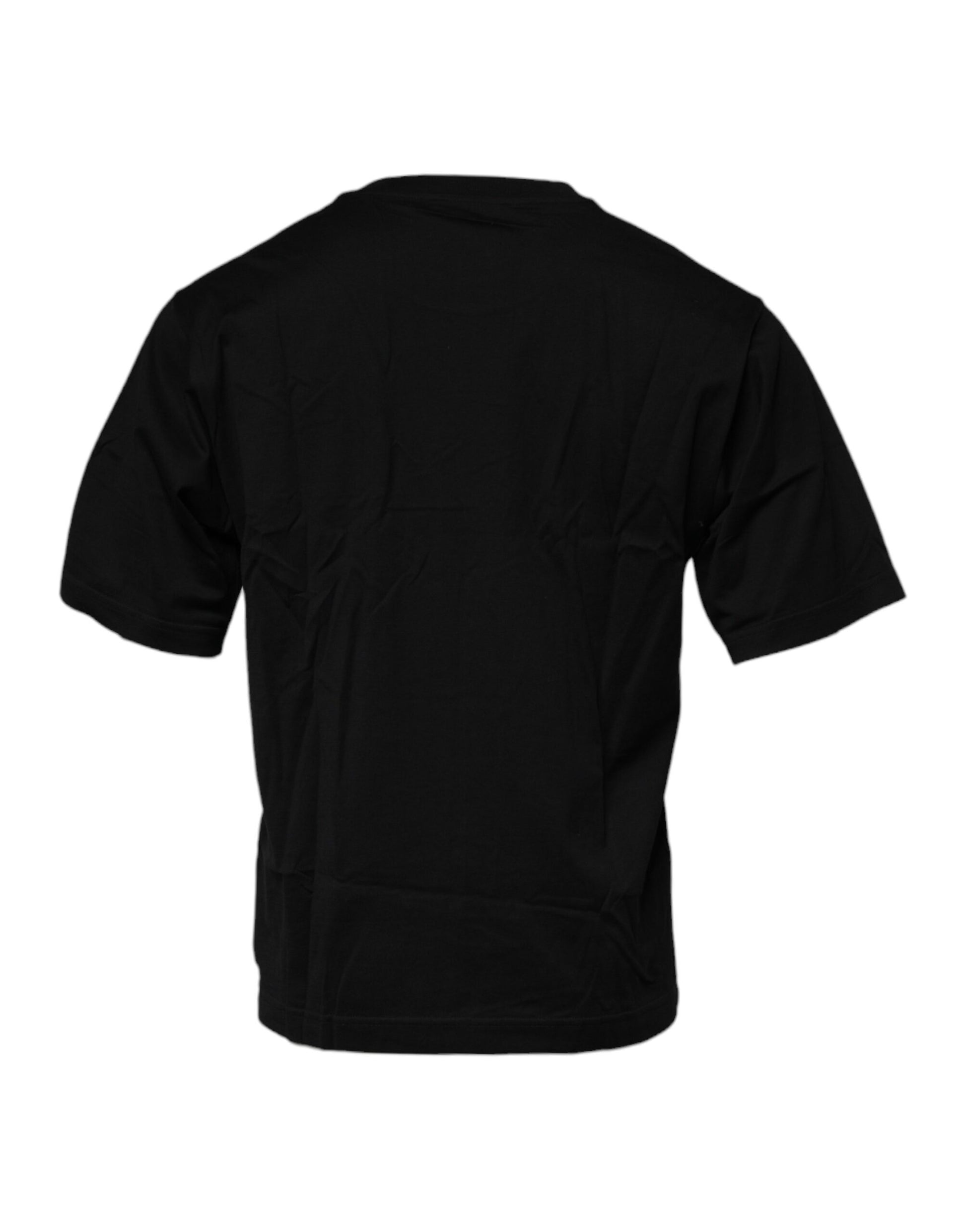 Black Logo Patch Cotton Crew Neck T-shirt