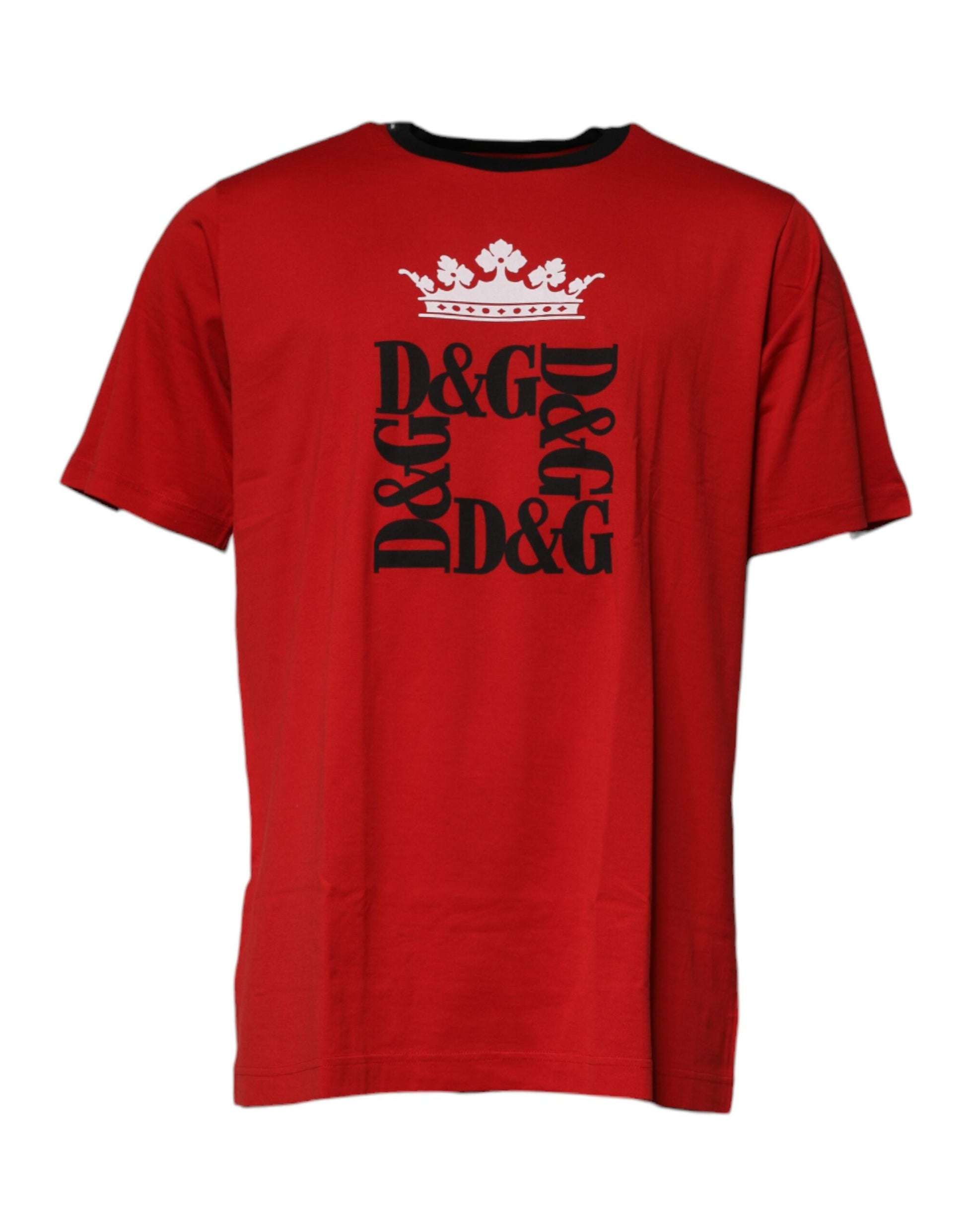 Red Logo Crown Cotton Crew Neck T-shirt