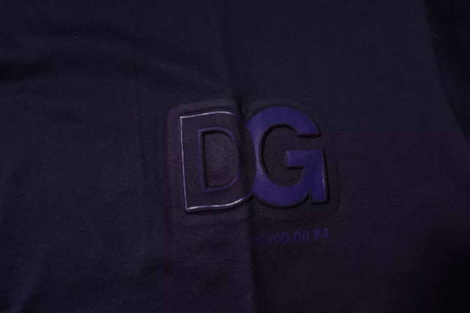 Navy Blue DG Logo Cotton Crew Neck T-shirt