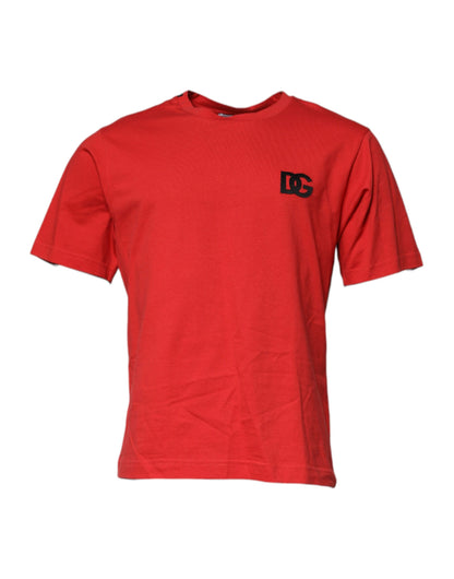 Red DG Logo Patch Cotton Crew Neck T-shirt