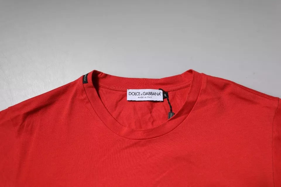 Red DG Logo Patch Cotton Crew Neck T-shirt