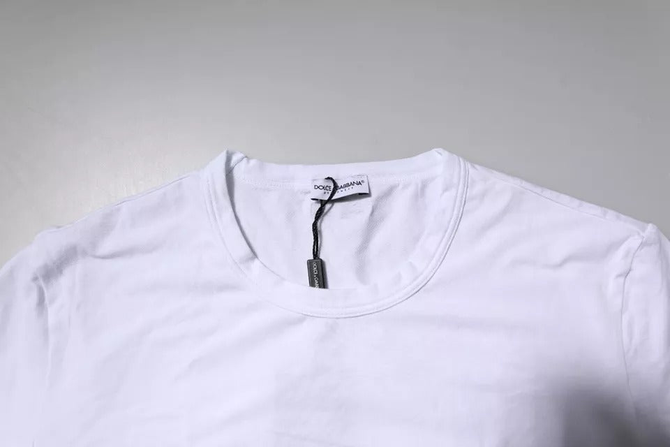 White Cotton Stretch Crew Neck Underwear T-shirt