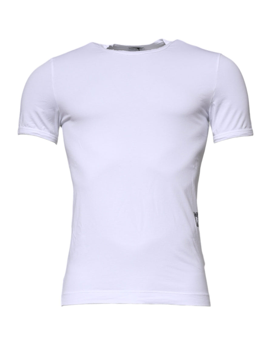 White Cotton Stretch Crewneck Underwear T-shirt