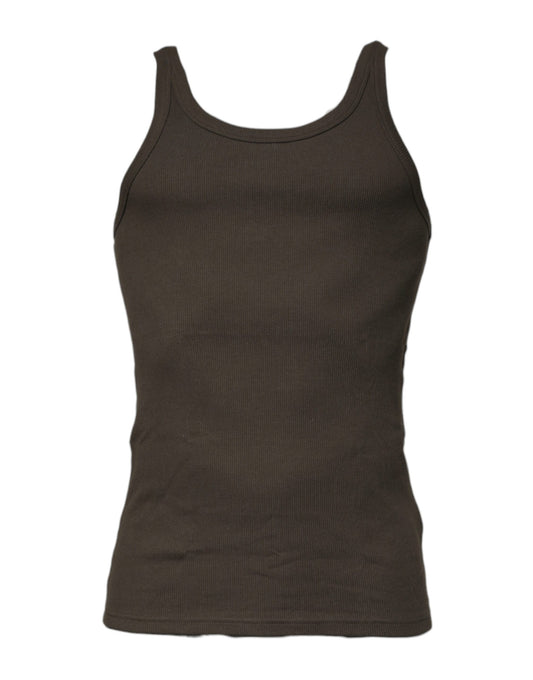 Black Cotton Sleeveless Round Neck Tank T-shirt