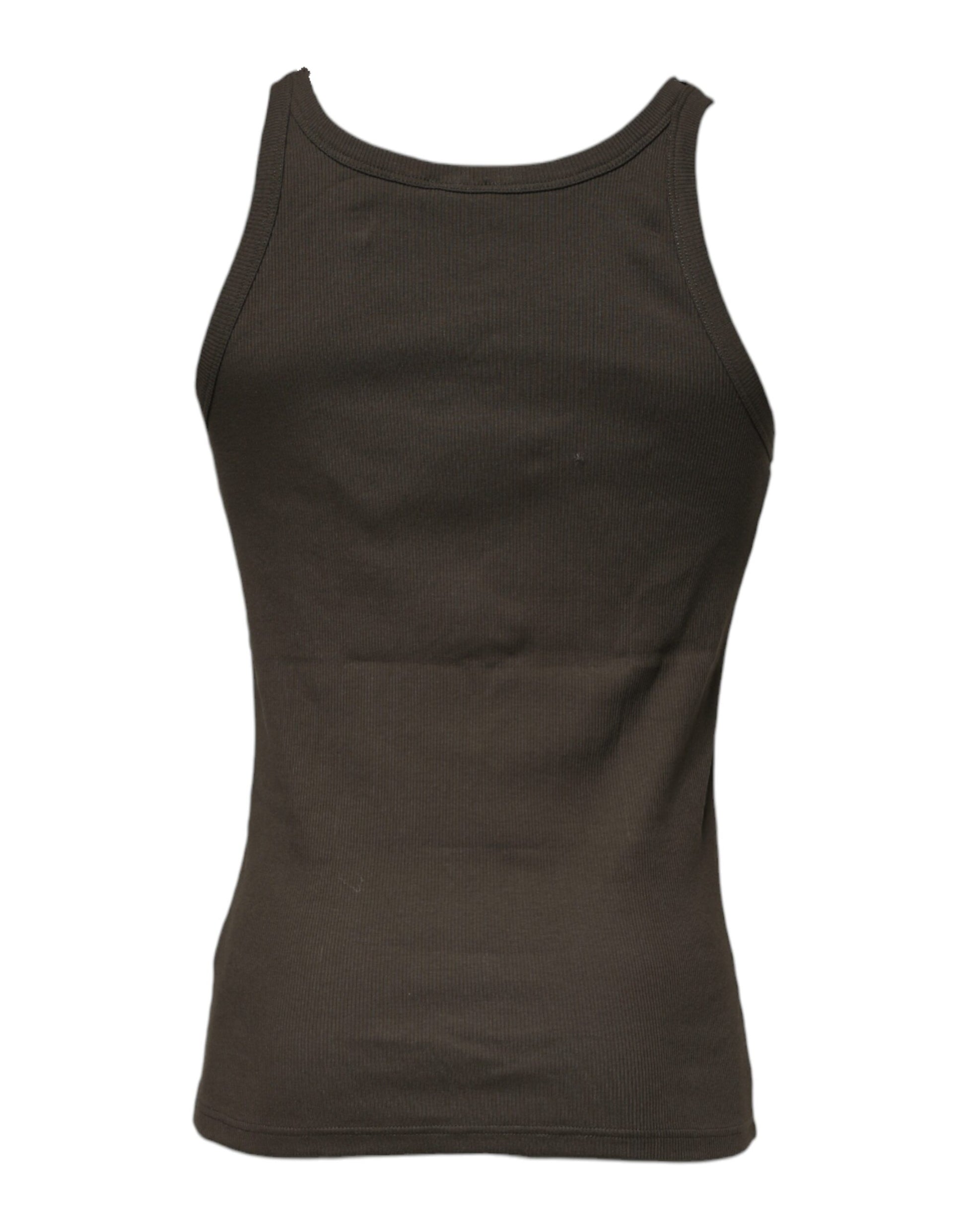 Black Cotton Sleeveless Round Neck Tank T-shirt