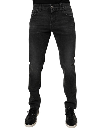 Black Cotton Stretch Skinny Men Denim Jeans