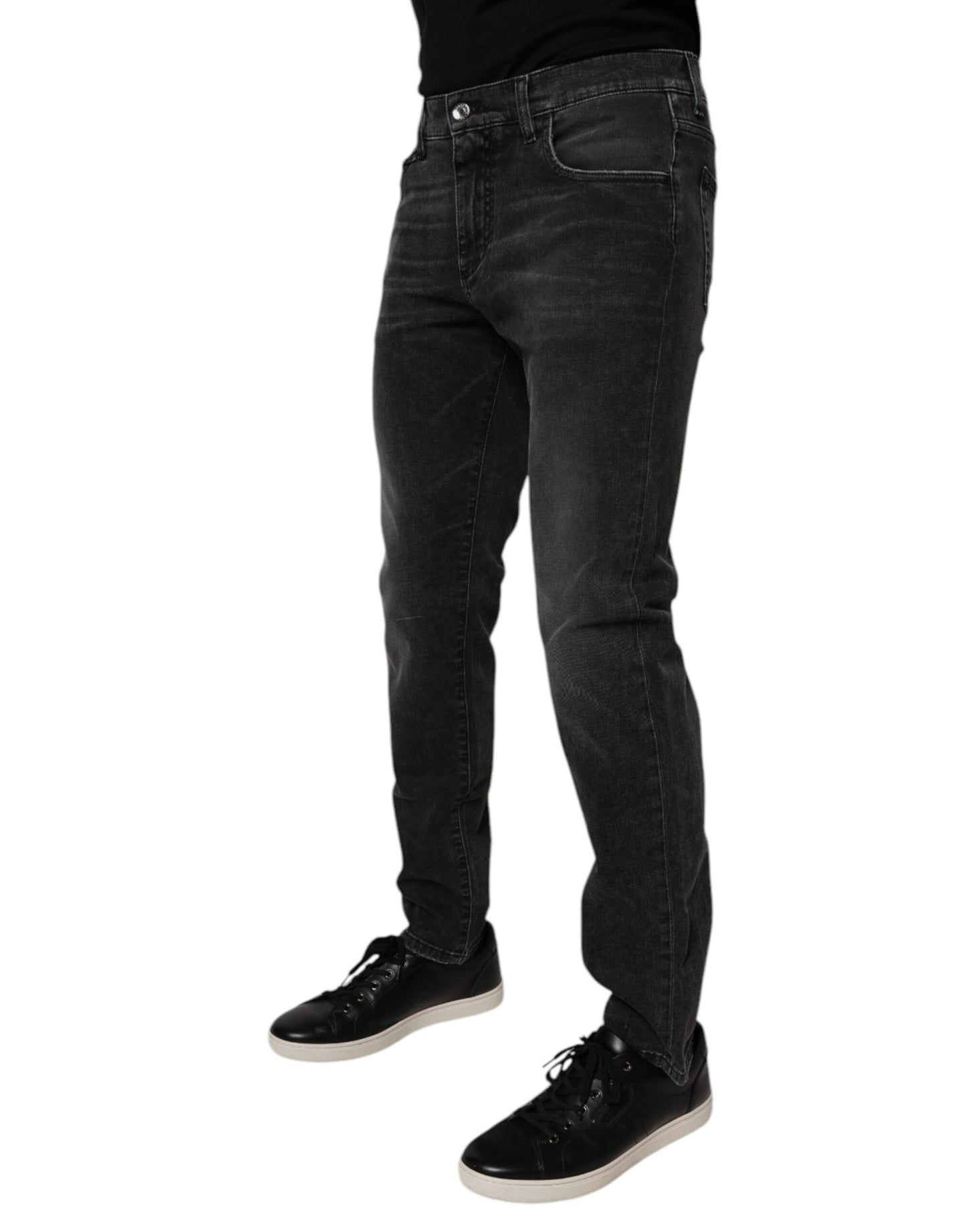 Black Cotton Stretch Skinny Men Denim Jeans