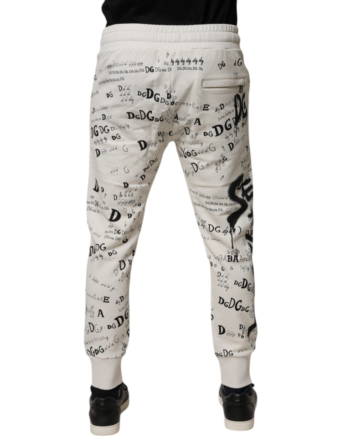 White Printed Cotton Jogger Sweatpants Pants