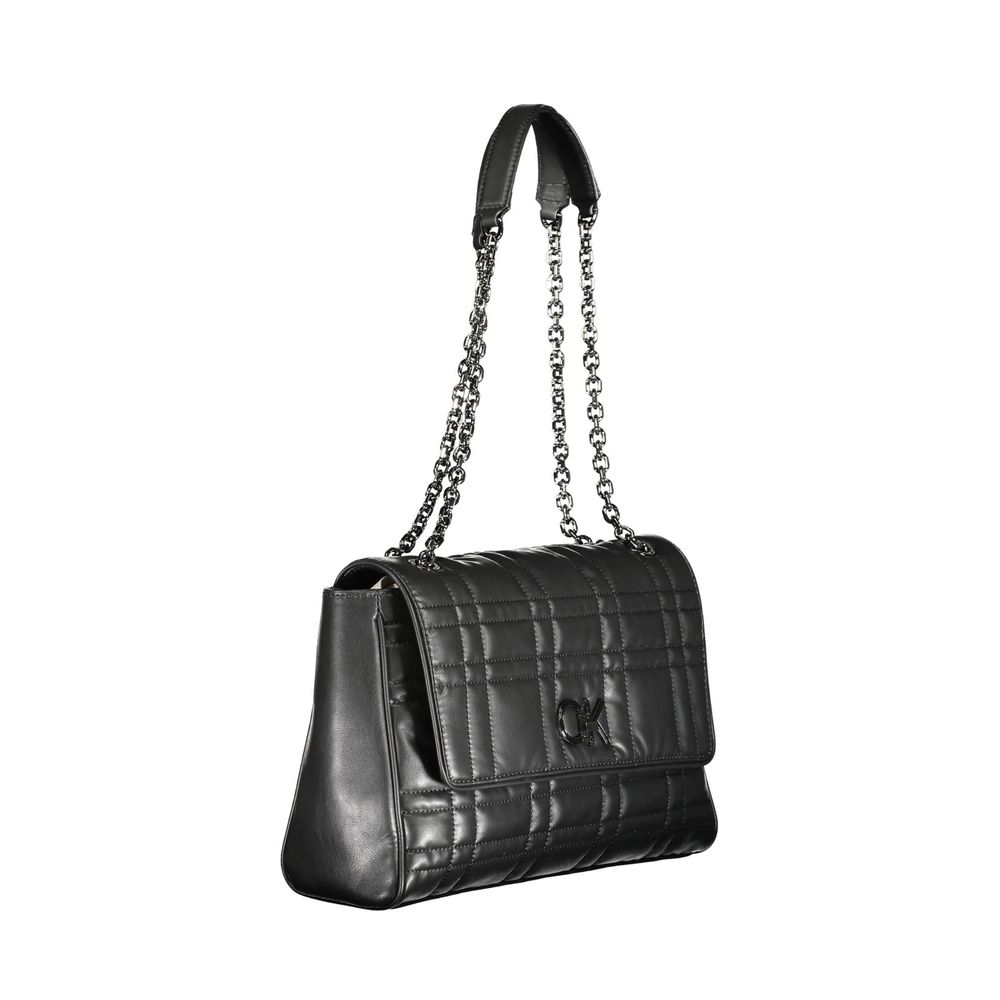 Black Polyester Women Handbag