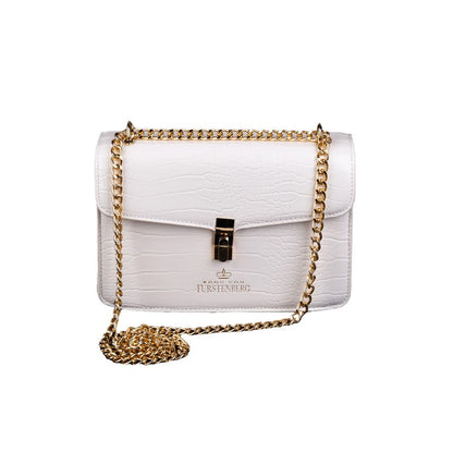 White Synthetic Material Crossbody Bag