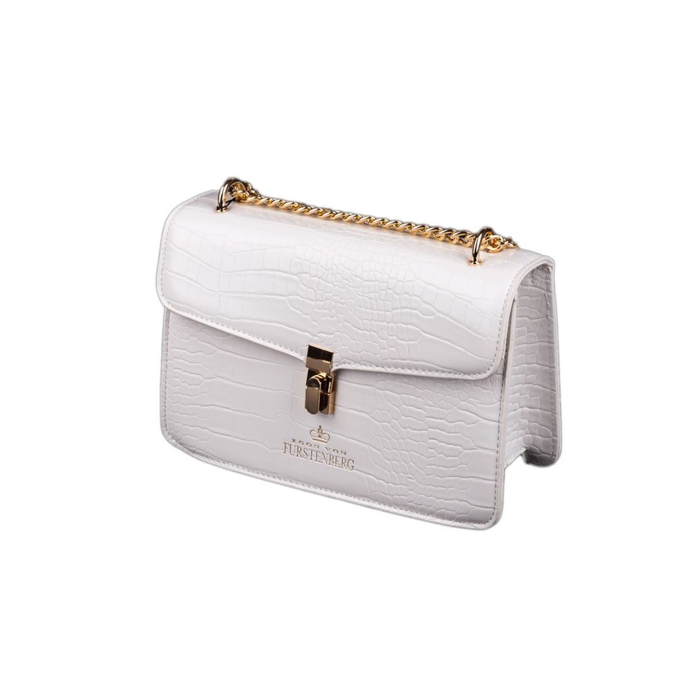 White Synthetic Material Crossbody Bag