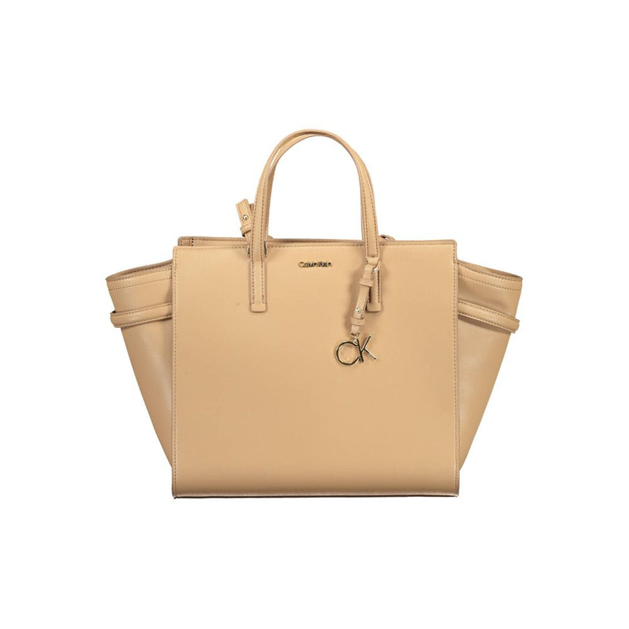 Beige Polyester Women Handbag