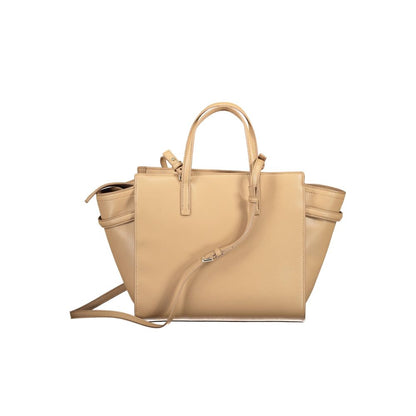 Beige Polyester Women Handbag