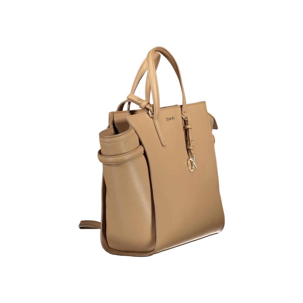 Beige Polyester Women Handbag