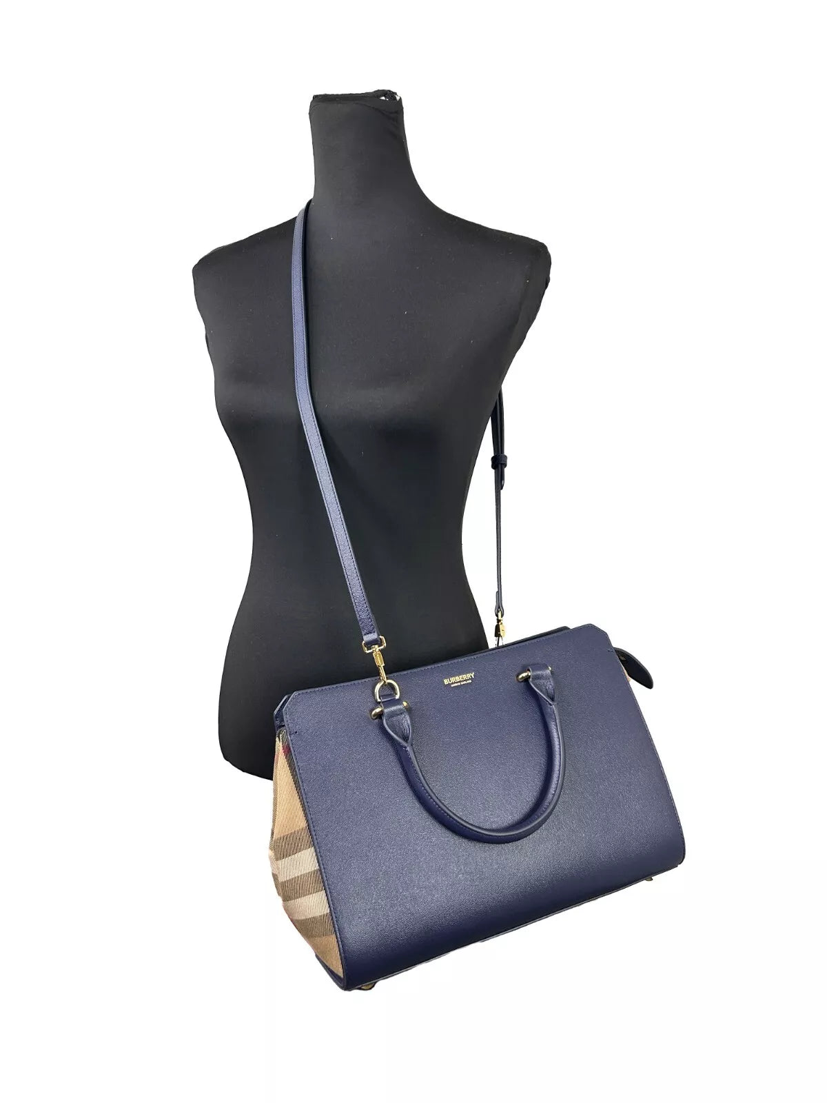 Small Banwell Leather Tote Bag Purse Blue