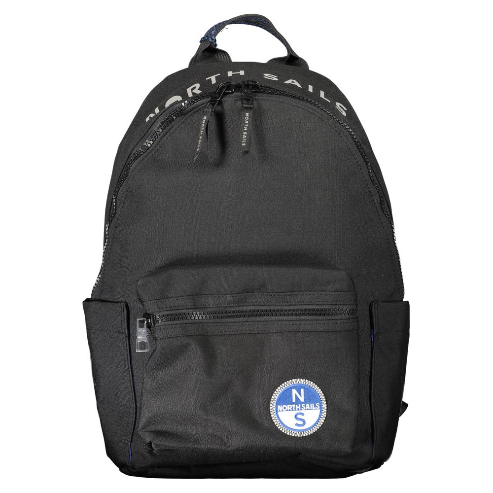 Black Polyester Men Backpack