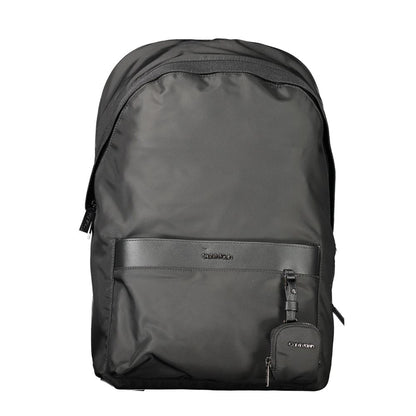 Black Polyester Men Backpack