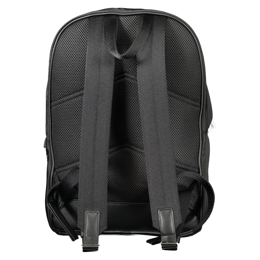 Black Polyester Men Backpack