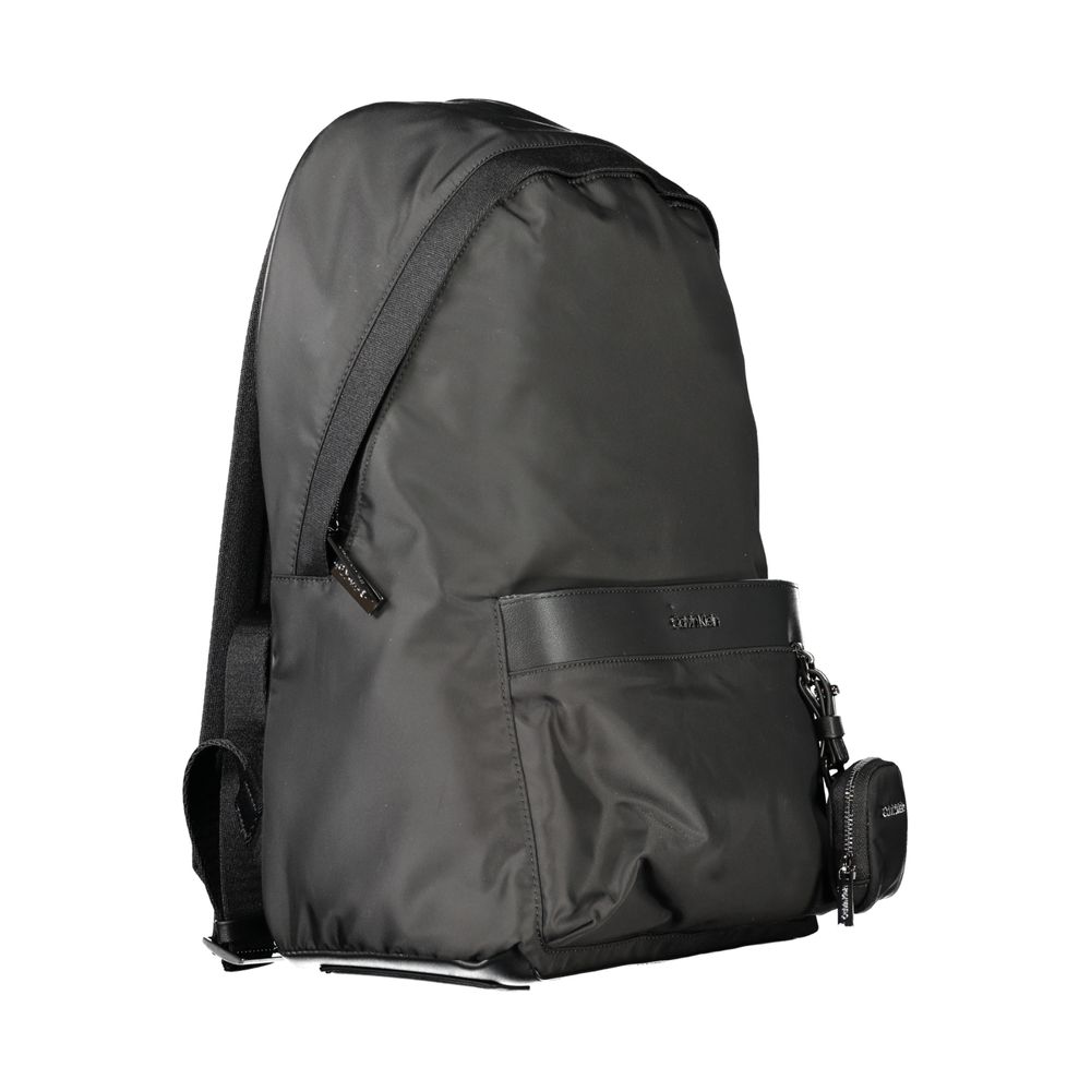 Black Polyester Men Backpack