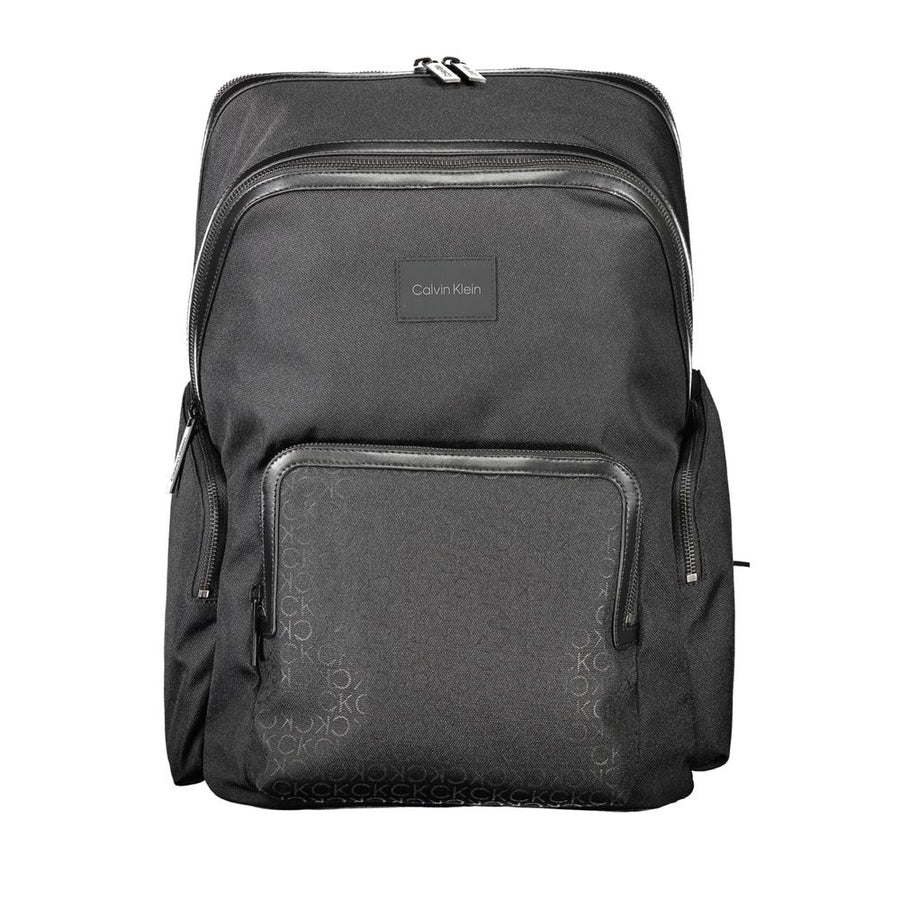 Black Polyester Men Backpack