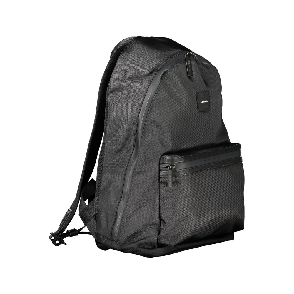 Black Polyester Men Backpack