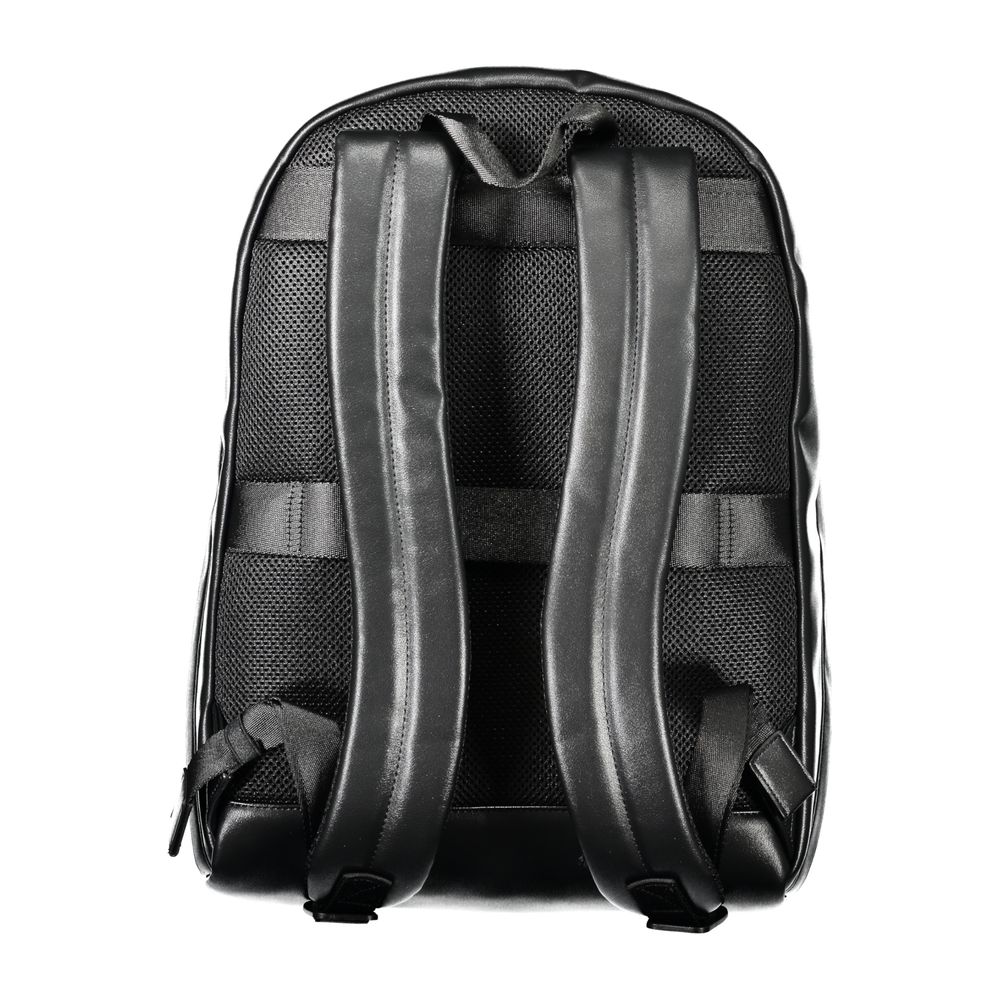 Black Polyethylene Men Backpack