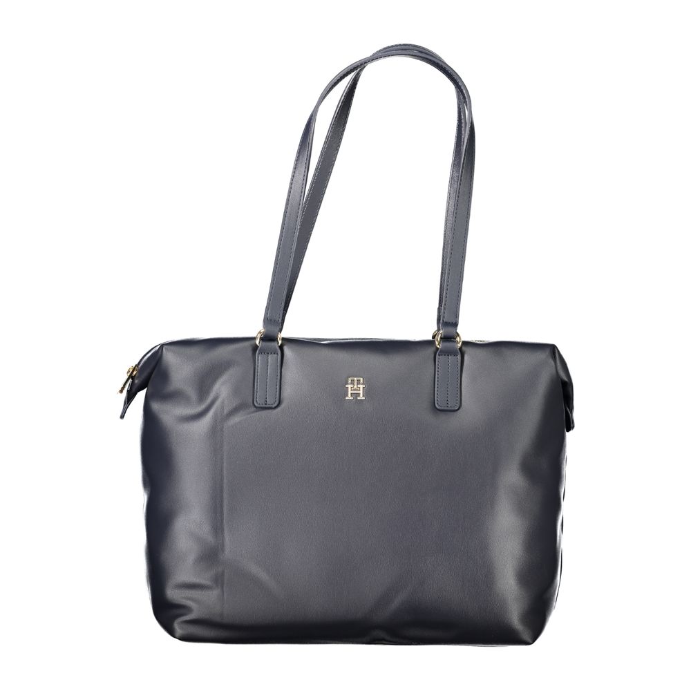 Blue Polyester Women Handbag