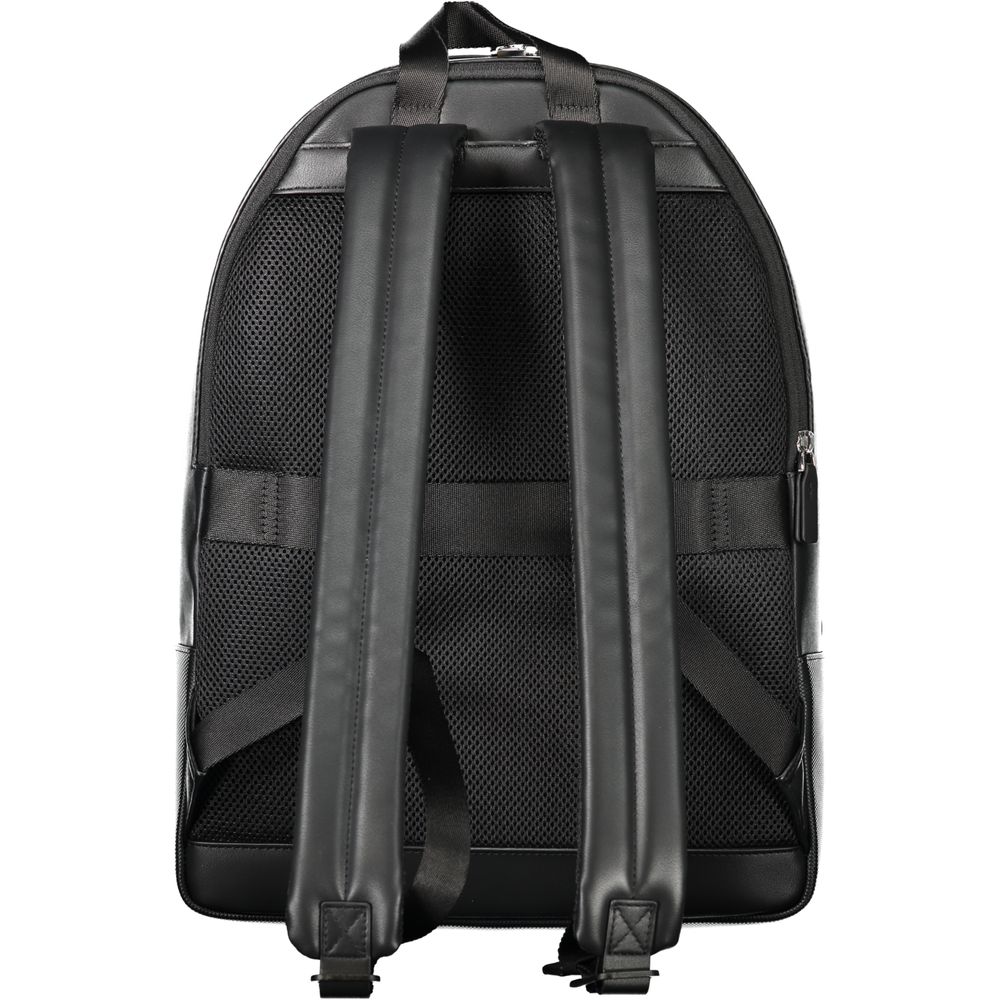 Black Polyethylene Men Backpack