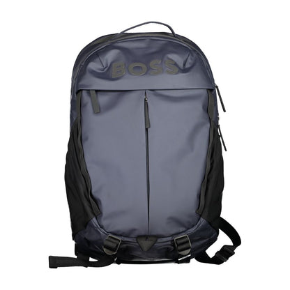 Blue Polyester Men Backpack