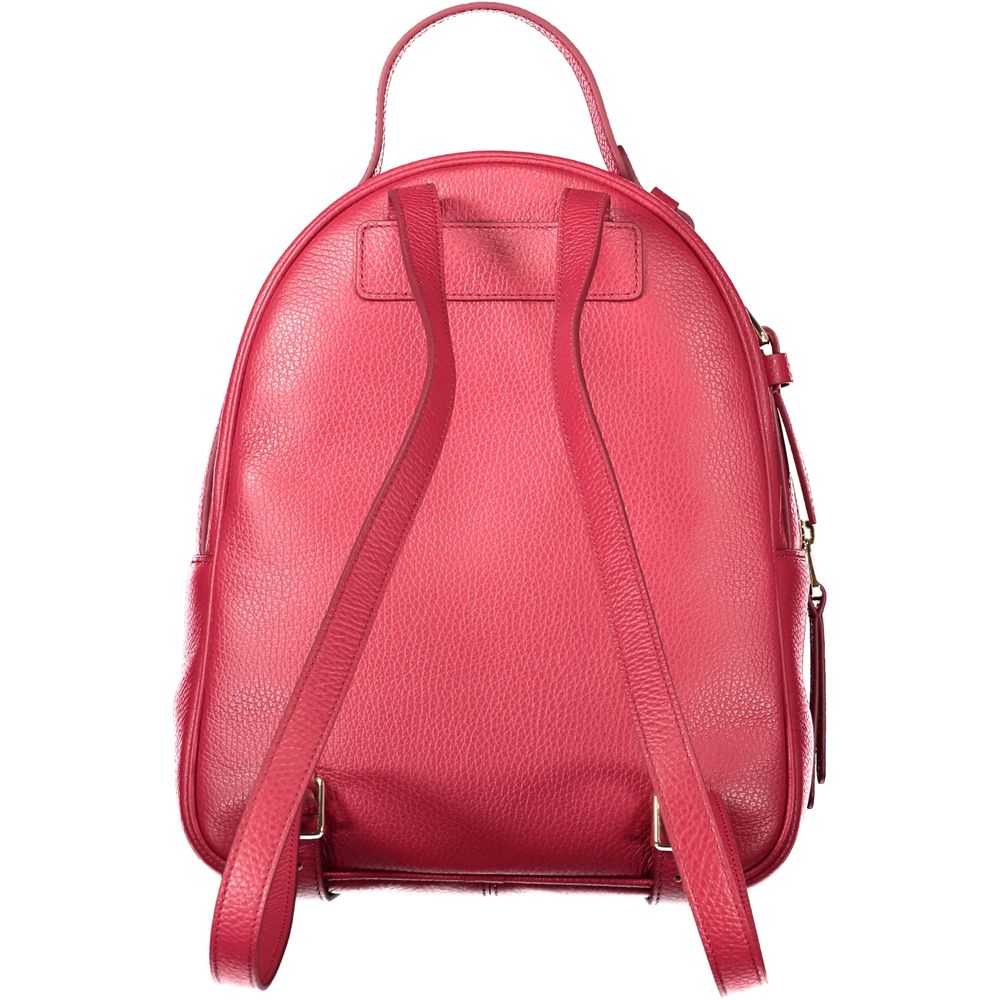 Red Leather Women Backpack