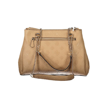 Beige Polyethylene Women Handbag