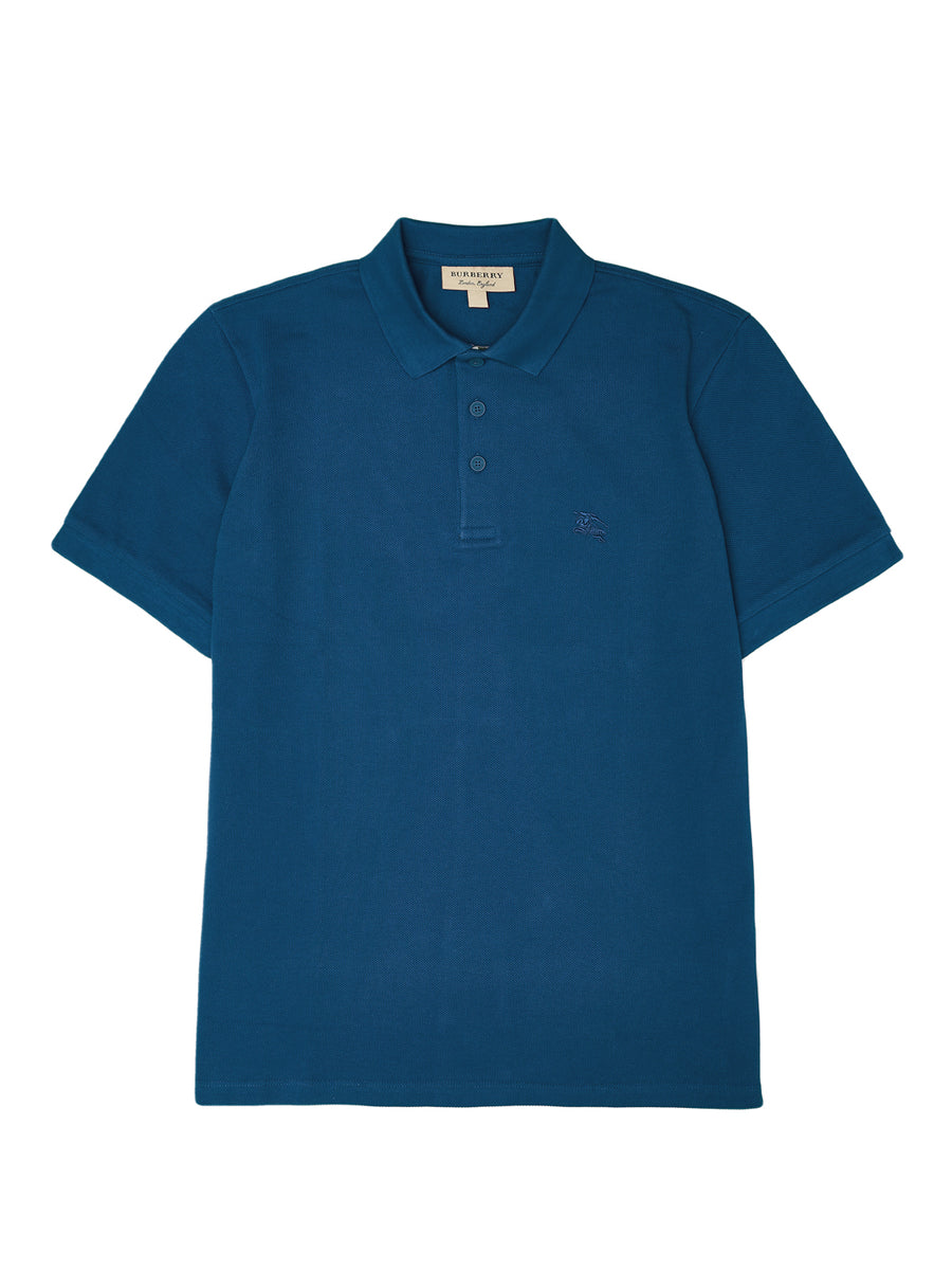 Deep Teal Blue Cotton Collared Polo Shirt