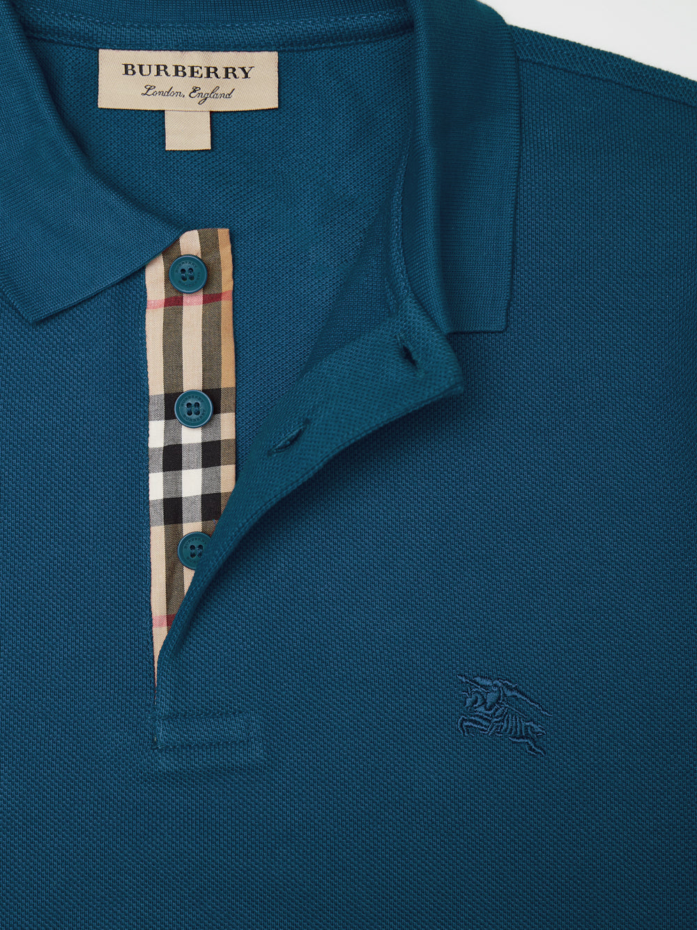 Deep Teal Blue Cotton Collared Polo Shirt